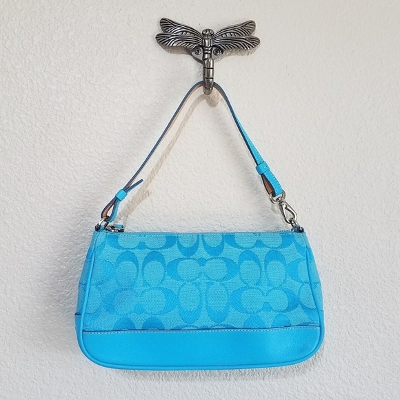 Coach Y2K 90's Turquoise Signature C Demi Shoulder Bag w/Dustbag - Picture 2 of 16